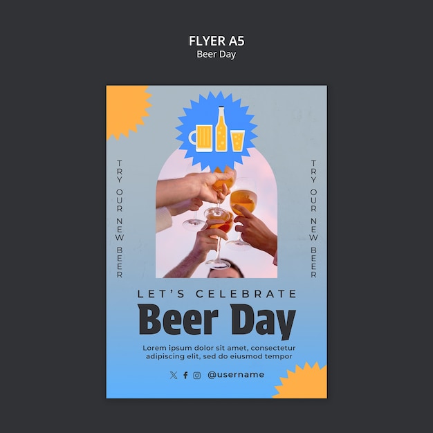 PSD gratuito plantilla de póster para la celebración del día de la cerveza