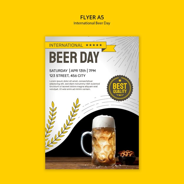 plantilla de póster para la celebración del día de la cerveza