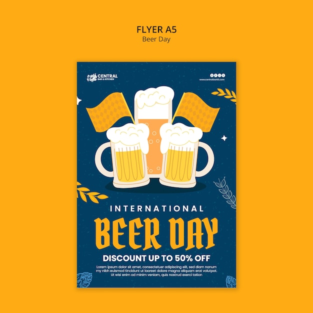 PSD gratuito plantilla de póster para la celebración del día de la cerveza