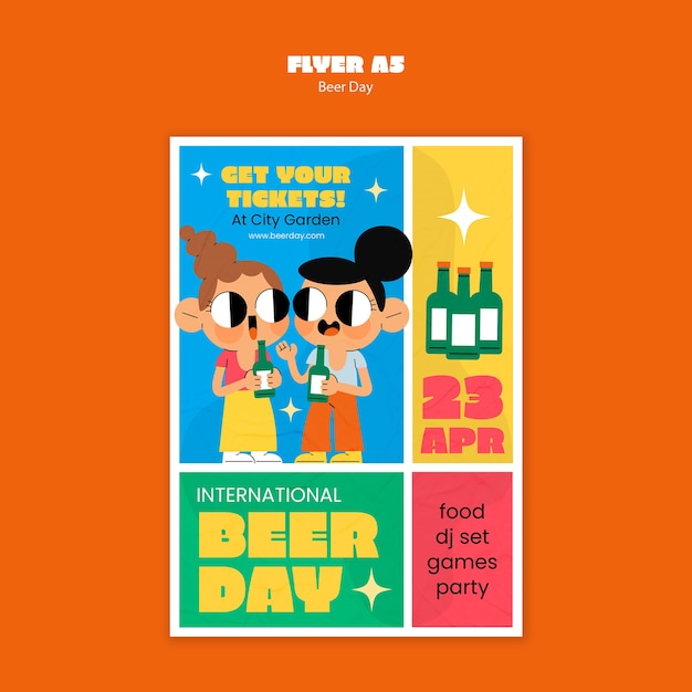 PSD gratuito plantilla de póster para la celebración del día de la cerveza