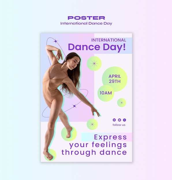 Plantilla de póster para la celebración del día internacional de la danza