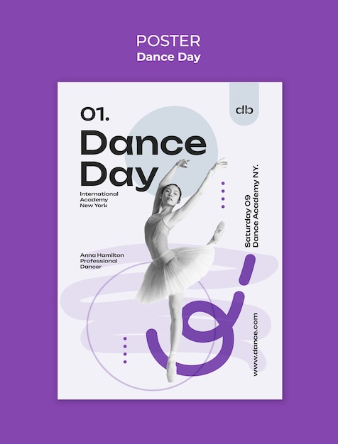 PSD gratuito plantilla de póster para la celebración del día internacional de la danza