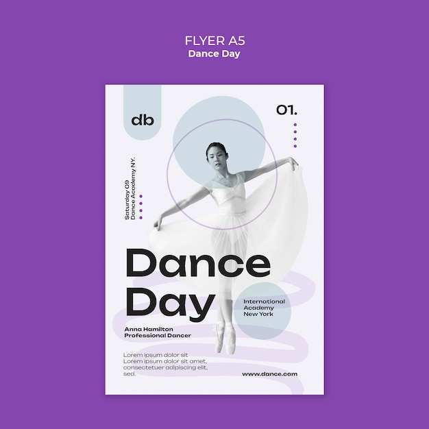 PSD gratuito plantilla de póster para la celebración del día internacional de la danza