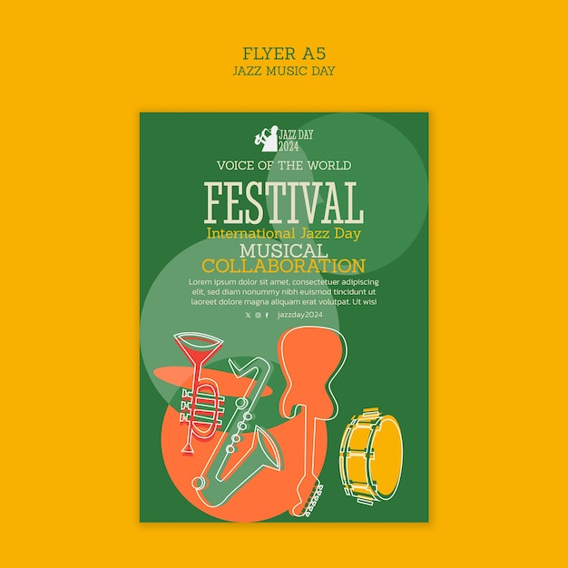 PSD gratuito plantilla de póster para la celebración del día del jazz