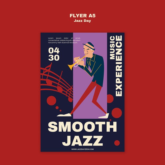 plantilla de póster para la celebración del día del jazz.