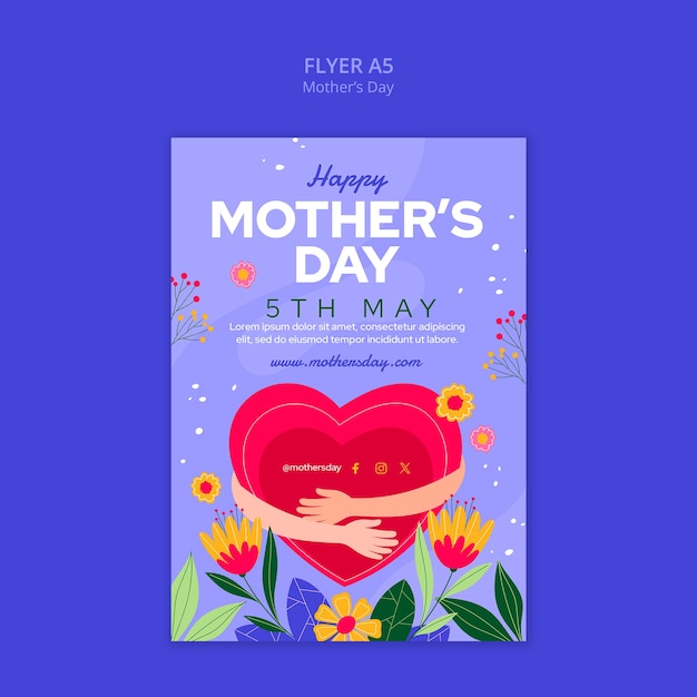 PSD gratuito plantilla de póster para la celebración del día de la madre