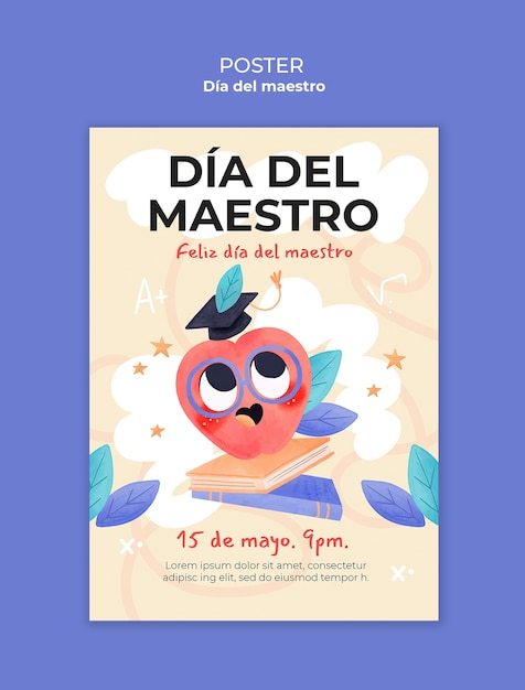 PSD gratuito plantilla de póster de la celebración del día del maestro