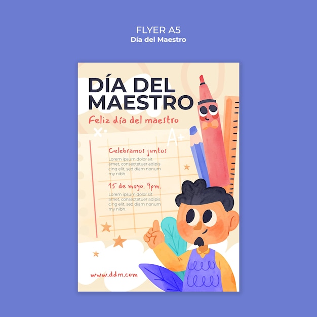 PSD gratuito plantilla de póster de la celebración del día del maestro