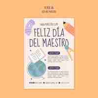 PSD gratuito plantilla de póster para la celebración del día del maestro