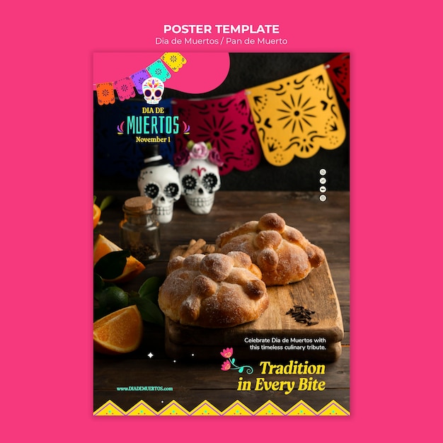 Plantilla de póster de celebración del día de los muertos