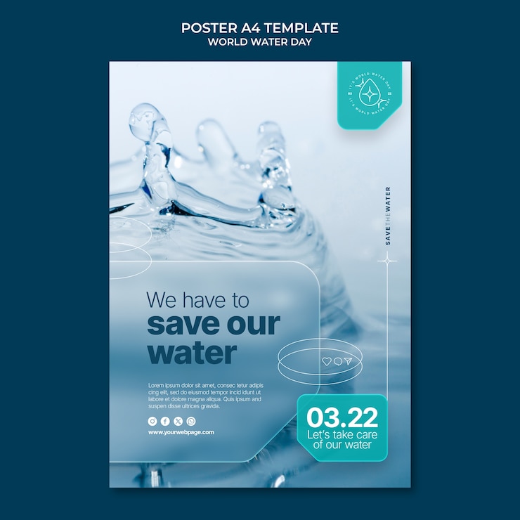 PSD gratuito plantilla de póster de celebración del día mundial del agua