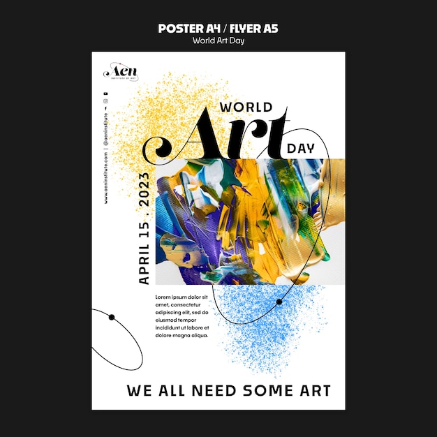 PSD gratuito plantilla de póster de celebración del día mundial del arte