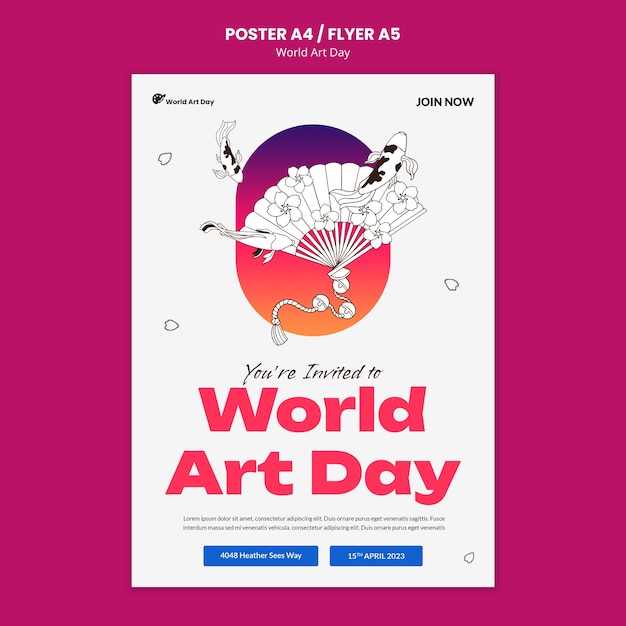 Plantilla de póster de celebración del día mundial del arte