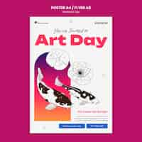 PSD gratuito plantilla de póster de celebración del día mundial del arte