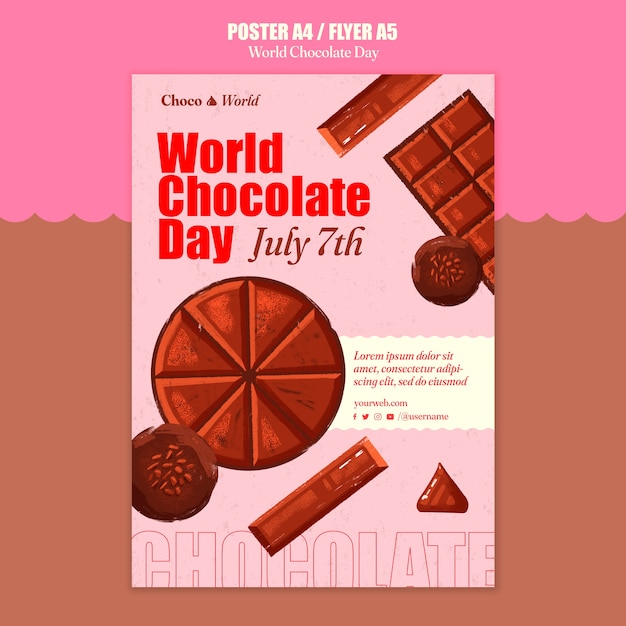 Plantilla de póster de celebración del día mundial del chocolate