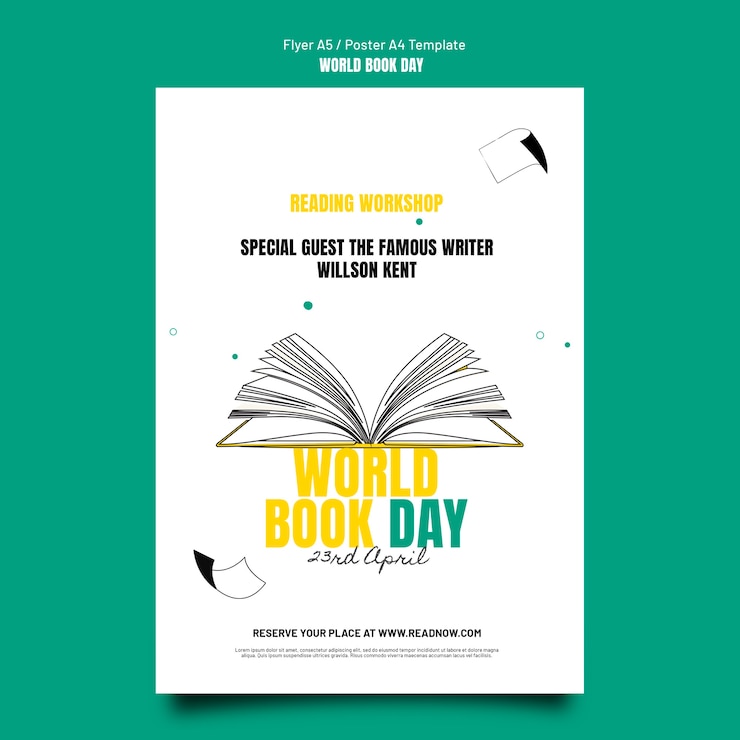 PSD gratuito plantilla de póster de celebración del día mundial del libro