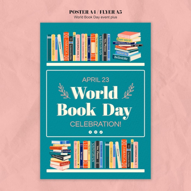 PSD gratuito plantilla de póster de celebración del día mundial del libro