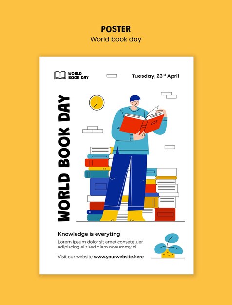 Plantilla de póster de celebración del día mundial del libro