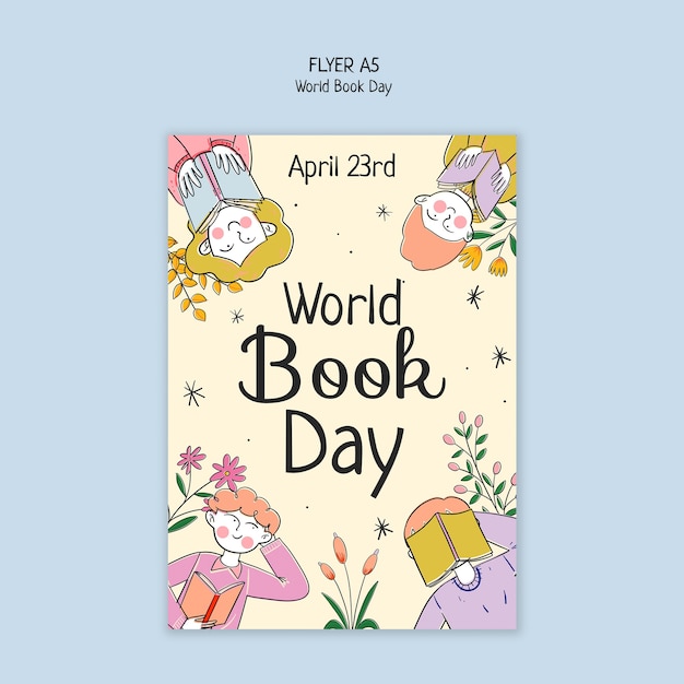 Plantilla de póster de celebración del día mundial del libro