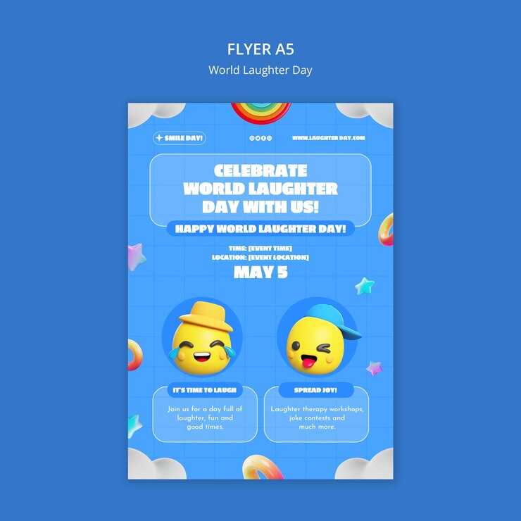 PSD gratuito plantilla de póster para la celebración del día mundial de la risa