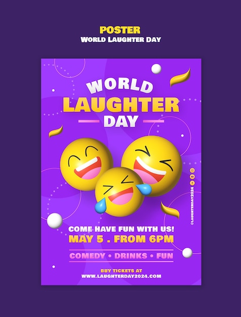 PSD gratuito plantilla de póster para la celebración del día mundial de la risa