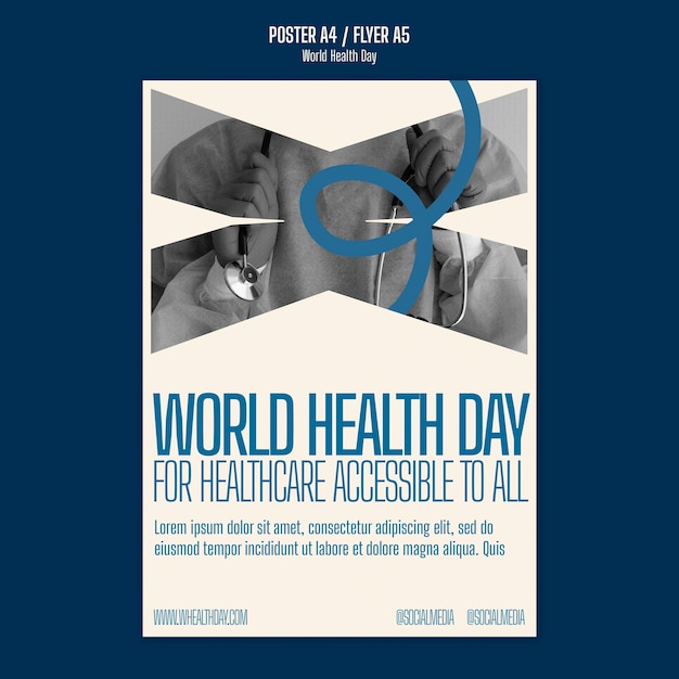 PSD gratuito plantilla de póster de celebración del día mundial de la salud