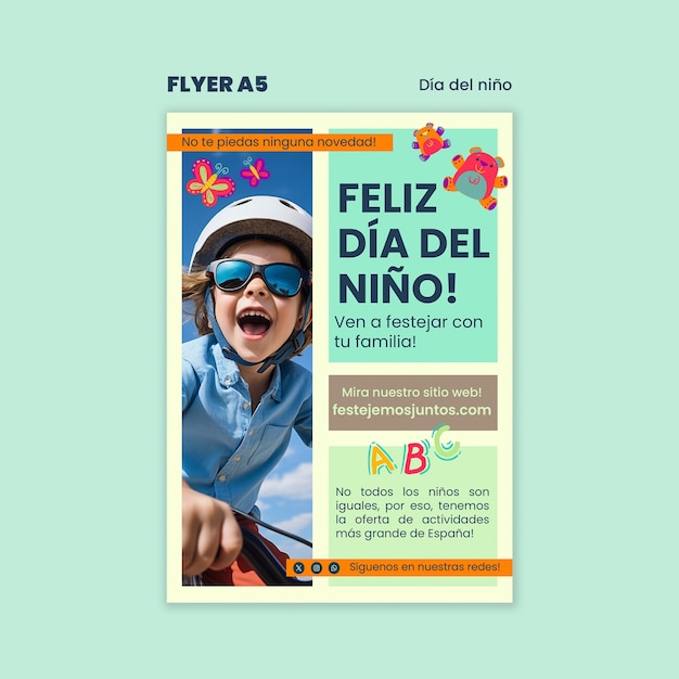 Plantilla de póster para la celebración del dia del nino