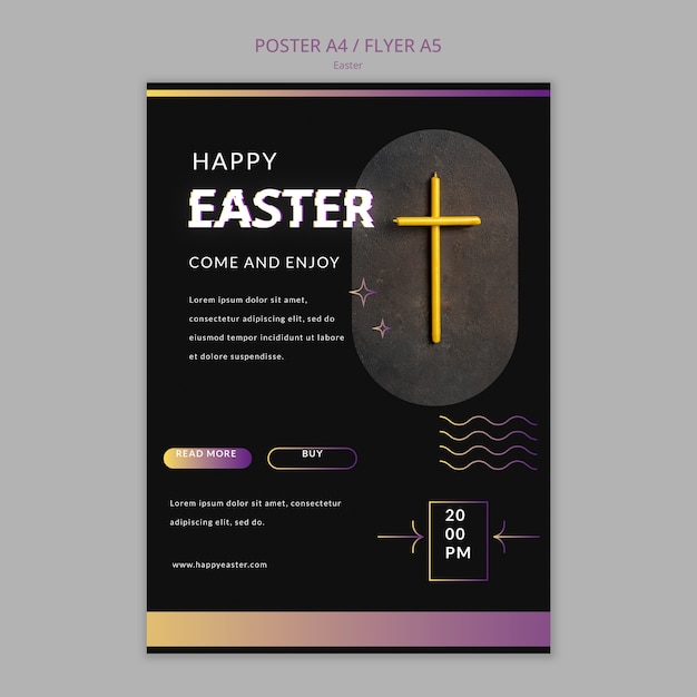 PSD gratuito plantilla de póster para la celebración del día de pascua