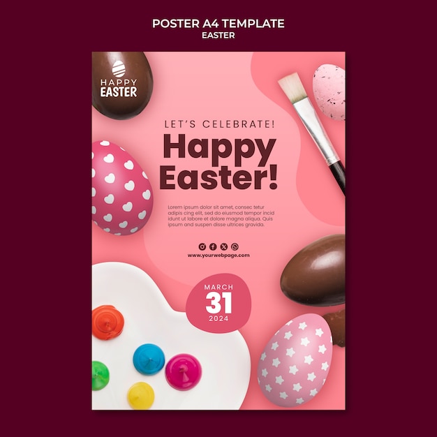 Plantilla de póster para la celebración del día de pascua