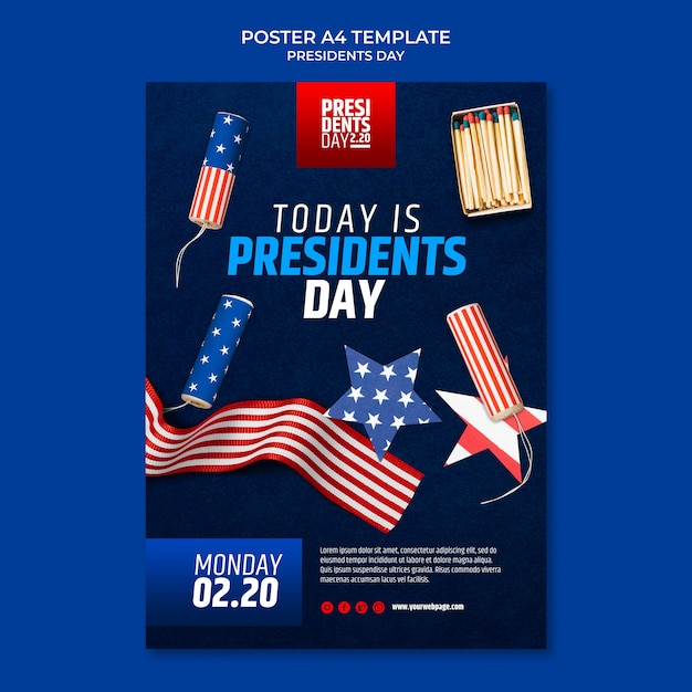 PSD gratuito plantilla de póster de celebración del día de los presidentes