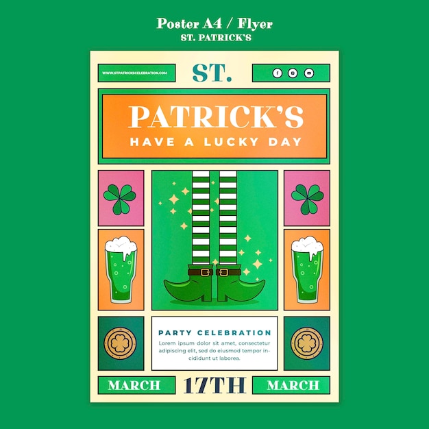 PSD gratuito plantilla de póster de celebración del día de san patricio