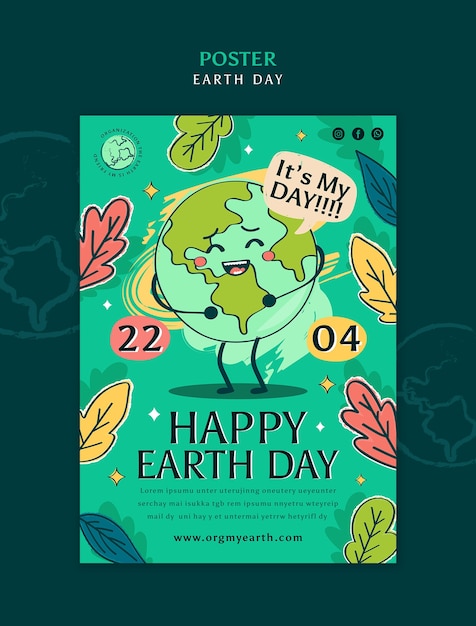 PSD gratuito plantilla de póster de celebración del día de la tierra