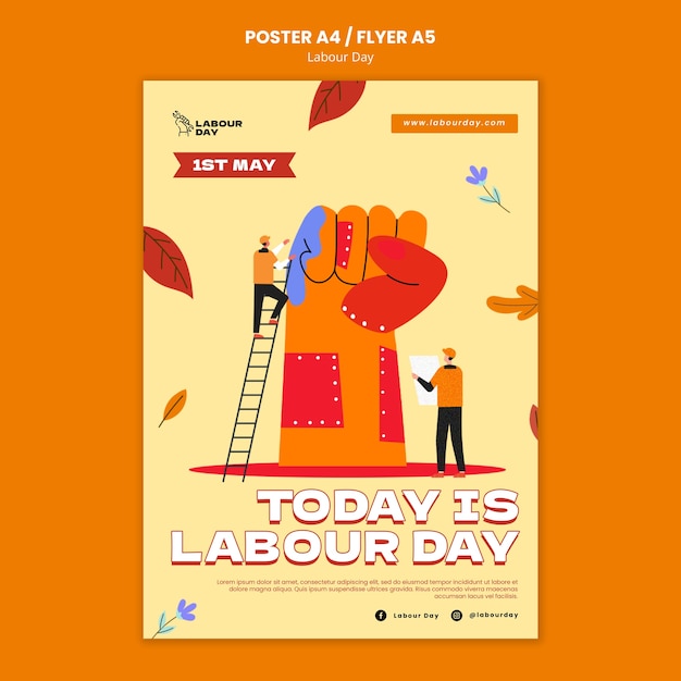 PSD gratuito plantilla de póster de celebración del día del trabajo