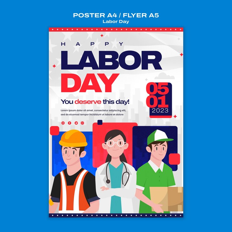 PSD gratuito plantilla de póster para la celebración del día del trabajo