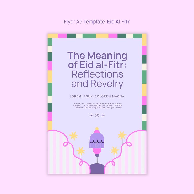 PSD gratuito plantilla de póster para la celebración del eid al fitr