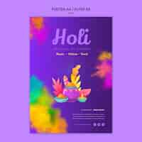 PSD gratuito plantilla de póster de celebración del festival holi