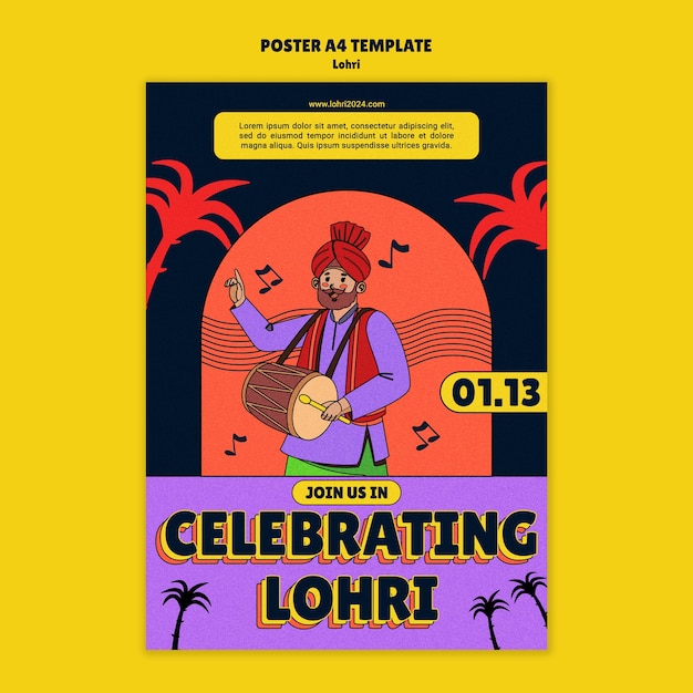 Plantilla de póster para la celebración del festival de lohri