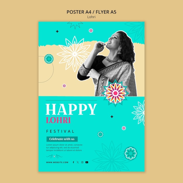 Plantilla de póster para la celebración del festival de lohri