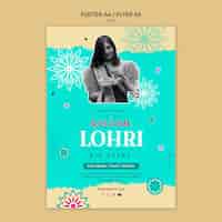 PSD gratuito plantilla de póster para la celebración del festival de lohri