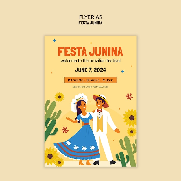 PSD gratuito plantilla de póster de celebración de la fiesta de junina