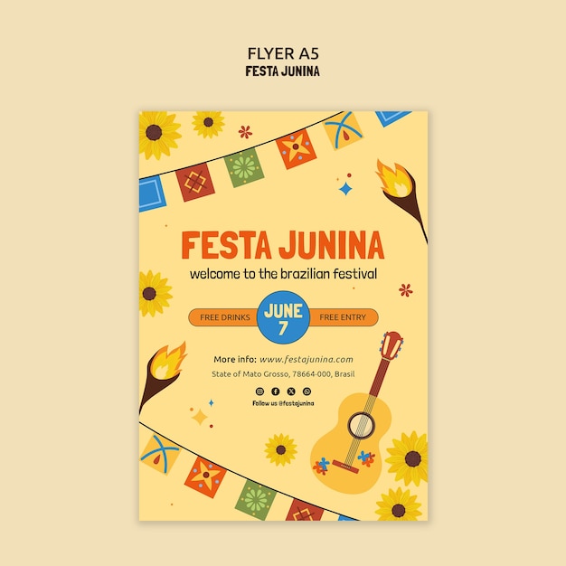 PSD gratuito plantilla de póster de celebración de la fiesta de junina