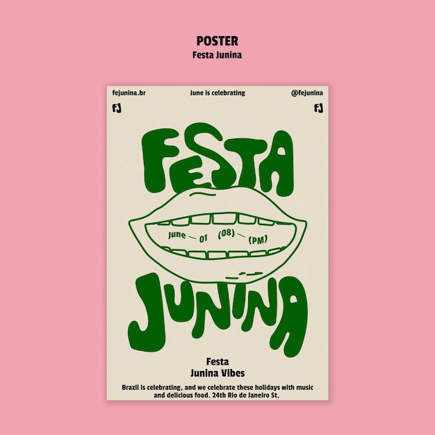 PSD gratuito plantilla de póster de celebración de la fiesta de junina