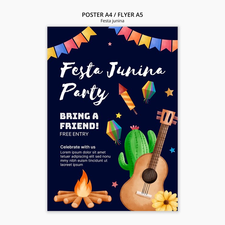 PSD gratuito plantilla de póster de celebración de fiestas juninas