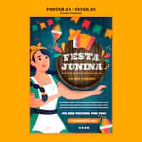 PSD gratuito plantilla de póster de celebración de fiestas juninas