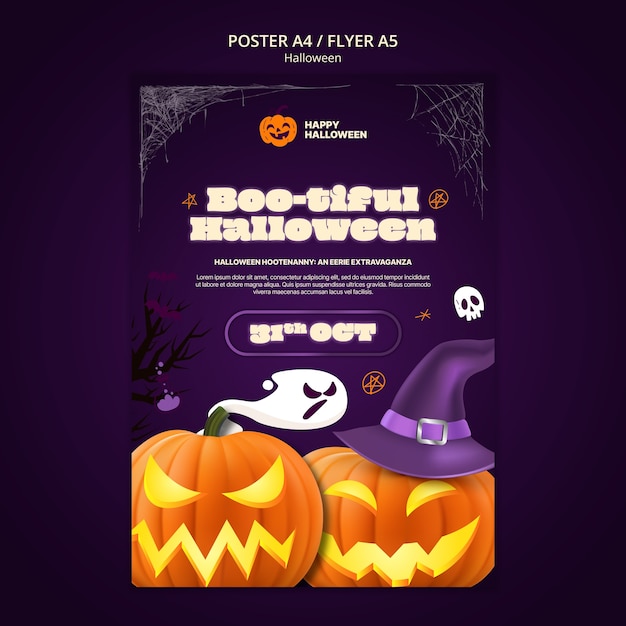 PSD gratuito plantilla de póster de celebración de halloween