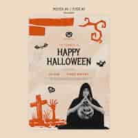 PSD gratuito plantilla de póster para la celebración de halloween