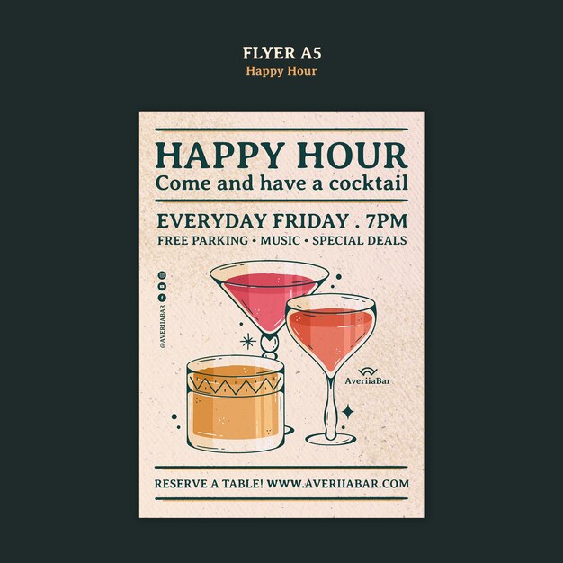plantilla de póster de celebración de la hora feliz