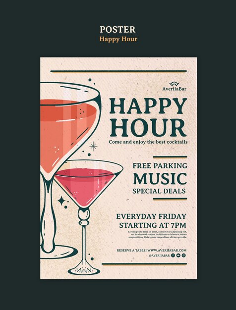 plantilla de póster de celebración de la hora feliz