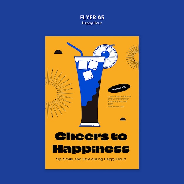 plantilla de póster de celebración de la hora feliz