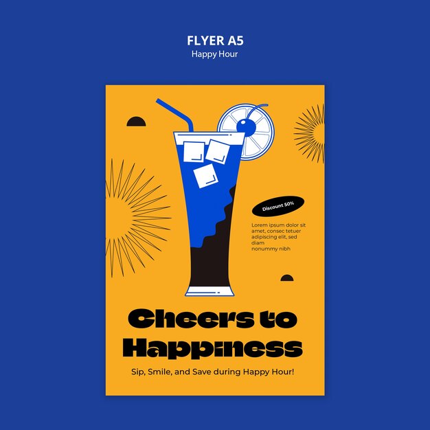 plantilla de póster de celebración de la hora feliz